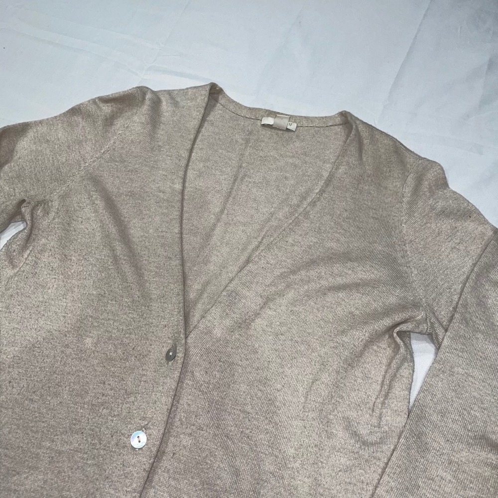 J.Jill Womens XS Cashmere Silk Blend Longline Cardigan Sweater Beige